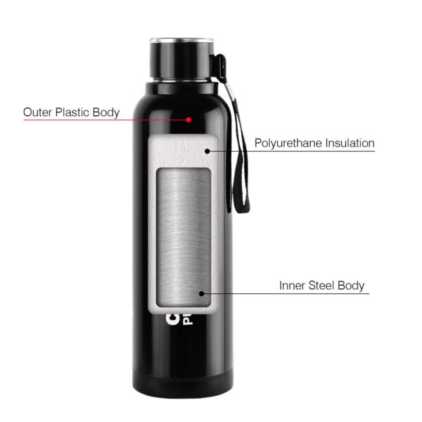 CELLO Puro Steel-X Benz 900 | Leak Proof | Wide Mouth & Easy to Open | Insulated Inner Steel Water Bottle - Image 4