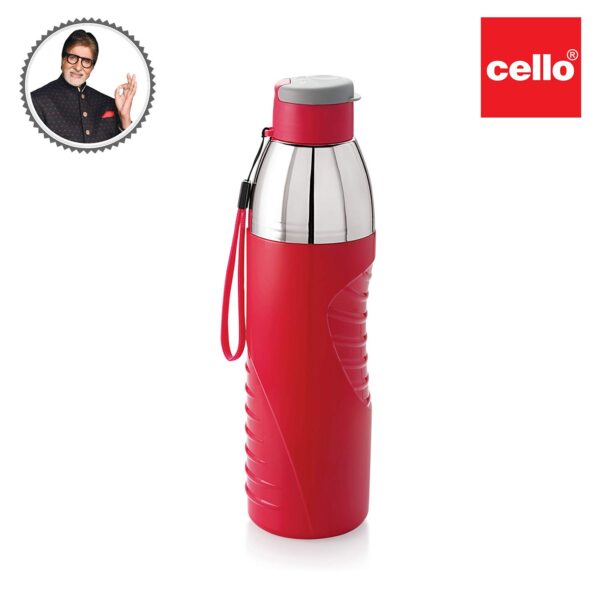 Cello Puro Gliss Insulated Water Bottle, 900 ML, Red - Image 2