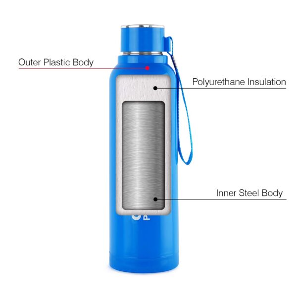 CELLO Puro Steel-X Benz 900 | Leak Proof| Wide Mouth & Easy to Open | Insulated Inner Steel Water Bottle - Image 3