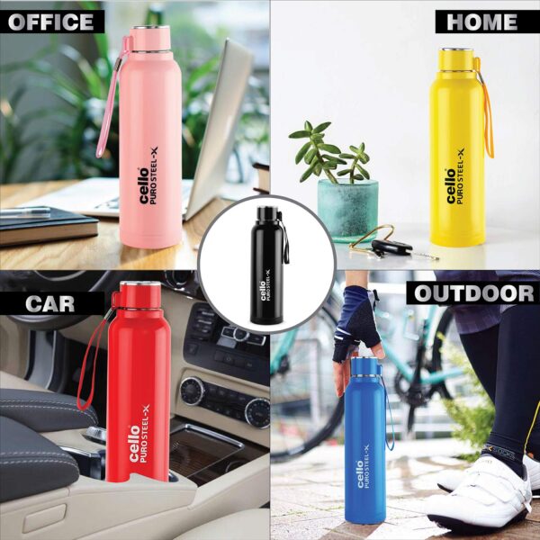 CELLO Puro Steel-X Benz 900 | Leak Proof| Wide Mouth & Easy to Open | Insulated Inner Steel Water Bottle - Image 5