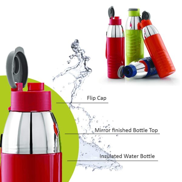 Cello Puro Gliss Insulated Water Bottle, 900 ML, Red - Image 4